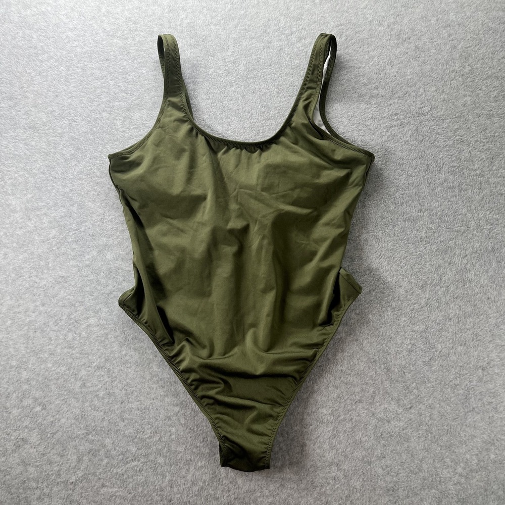 Victoria's Secret Pink Active One Piece Swimsuit Womens XL Olive Green High Cut